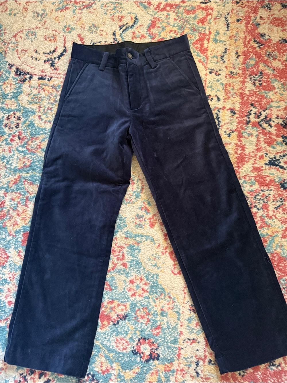Janie and Jack Dark Navy velvet Straight-Leg Pants